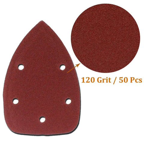 120 Grit Mouse Detail Sander Sandpaper 50 Pcs 5 Hole Hook And Loop 140mm Sheets