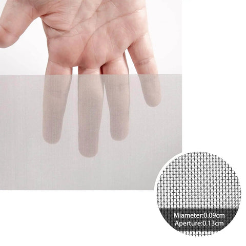 Hand touching 120 Mesh 304 Stainless Steel Wire Mesh Screen for DIY Projects and Filtration, with close-up of fine metal weave.