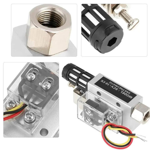 Venturi Vacuum Generator Ejector For Air Compressors, 12V Pneumatic Vacuum Source, PR1/4 thread, SCV-10CK, industrial detail view