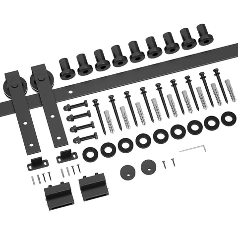12FT Sliding Barn Door Hardware Kit for Single Doors up to 72 Inch, Heavy Duty Carbon Steel Track, Smooth Quiet Nylon Rollers, Complete Set