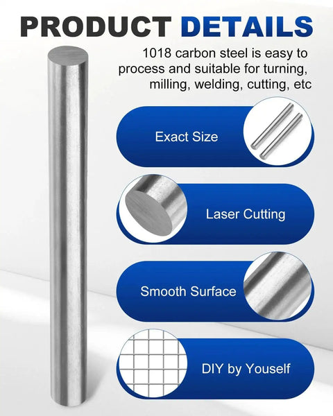 Two 12 Inch Long 1 Inch Diameter 1018 Carbon Steel Bars Cold Rolled For Metalworking Round Rods With Tight Tolerances Unpolished