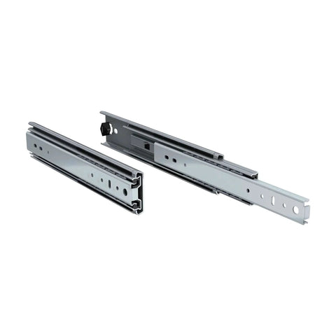 12 Inch Heavy Duty 250 lb Steel Drawer Slides - 3/4" Wide - Full Extension with Over Travel side mount view