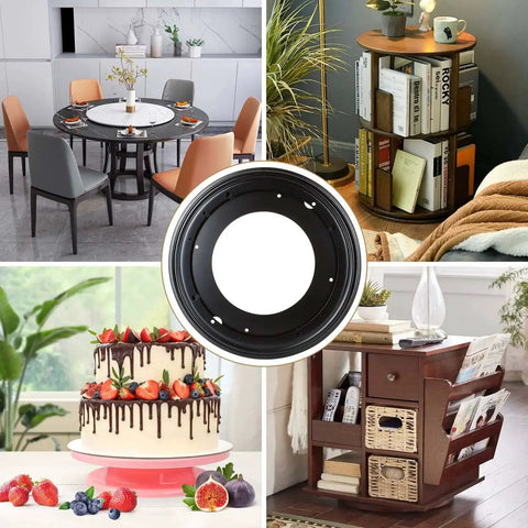 12 Inch Lazy Susan Bearing Set Four Pack Rotating Turntable Plate 5/16 Inch Thick Galvanized Steel Construction Supports Up To 1000 Pounds