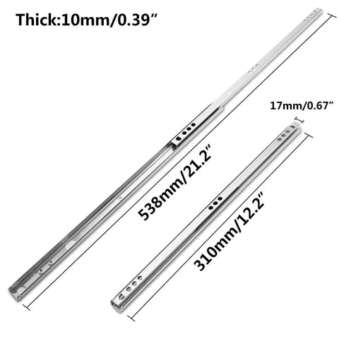 12 Inch Drawer Slides, Metal Drawer Slide Small Drawer Rails Ball Bearing Two Way Slide Track Rail Pack of 2 (0.7" Wide) dimensions
