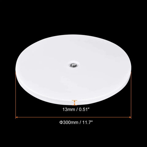 12 Inch Rotating Swivel Turntable With Steel Ball Bearings For Kitchen Corner Cabinets White Plastic Base Ideal For Pantry Organization Cakes Displays Stereos Craft Tools And Models