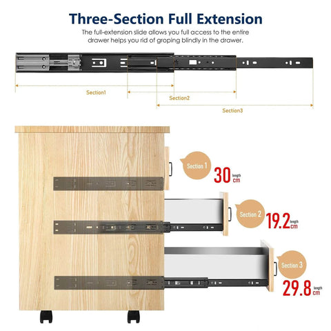 12 Inch Soft Close Drawer Slides 1 Pairs 2 Pack Black Full Extension Ball Bearing Drawer Glide Side Mount on cabinet diagram