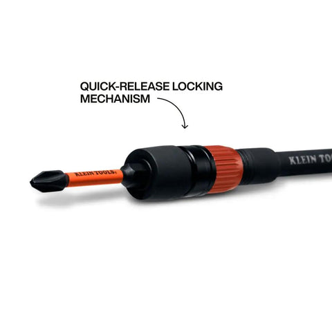 12 Inch Dual Lock Extension Bit Holder For Impact Drivers And Drills With One Quarter Inch Hex Shank Quick Release Lock And Secondary Twist Lock