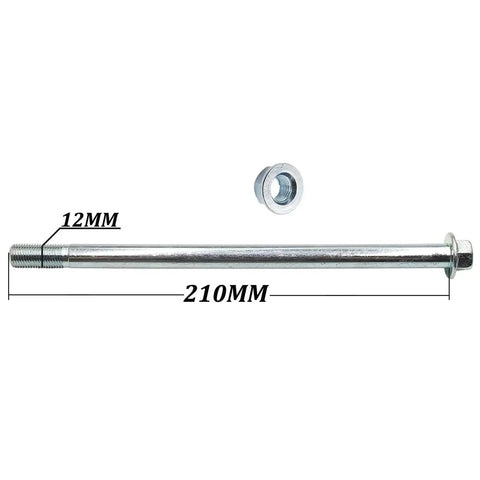 12mm Wheel Axle Bolt 210mm Length for Dirt Bikes ATVs Swing Arm Front And Rear Axles 12mm Diameter With Lock Nut