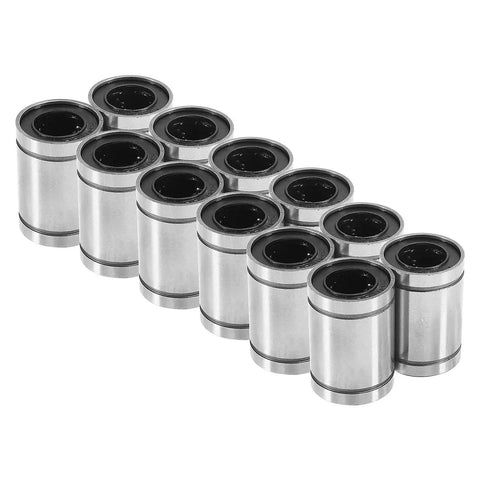 Smooth, low-friction motion for precise CNC guidance with 12mm bore linear bearings featuring double seals, showing a 12-pack.