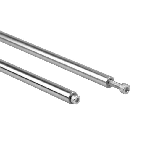 12mm Chrome Plated Linear Rods 450mm Long, side view of 2pcs Solid Linear Motion Shafts with M6 Internal Threaded Ends.