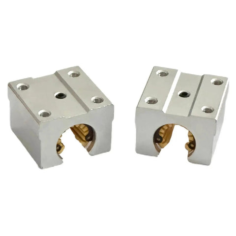 12mm Linear Bearing Block Set For SBR12 Rail, Pro Grade 2 Pack Open Slide Blocks, aluminum alloy body, close-up view