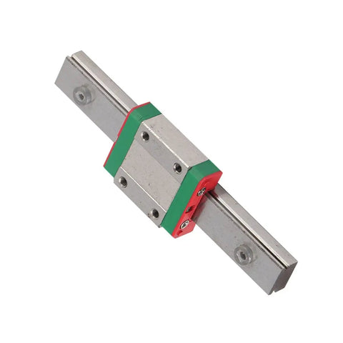 Tiny Yet Mighty Space Saving Miniature Linear Rail Guide With 12mm Width 4 Point Contact Precision Linear Motion Rail With Built In Lubrication System For Automatic And Measuring Equipment 100mm Length, close-up view.