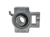 UCST201NP 12mm wide set screw nickel-plated wide-slot ball bearing single unit for shaft mounting, front view