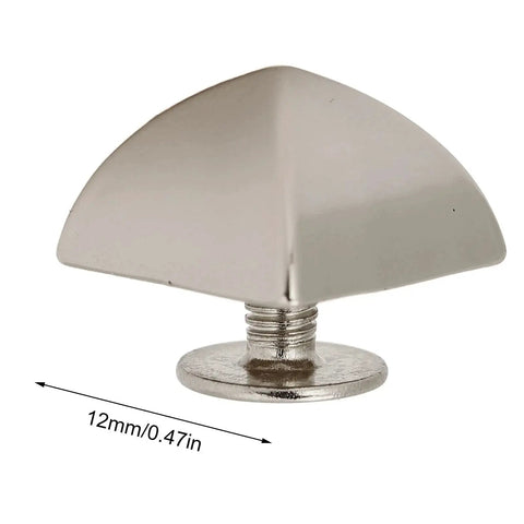 Close-up of 12mm pyramid studs four jaw rivets, zinc alloy material