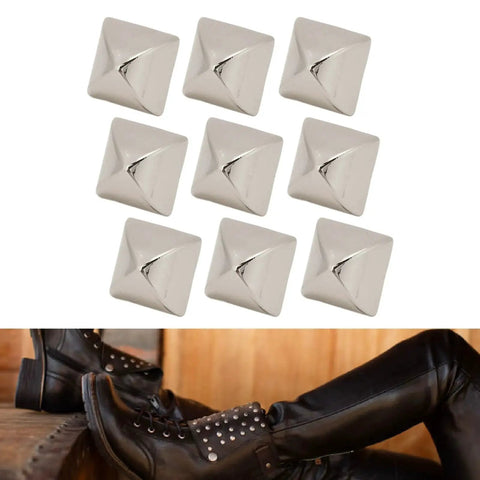 12mm Pyramid Studs Four Jaw Rivets For Clothing Bags Leather Shoes Craft shown in use on leather shoes