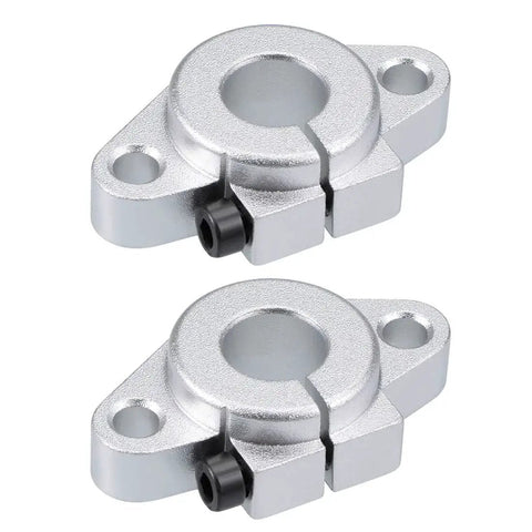 Two SHF12 12mm Shaft Support Flange Mount Linear Guide Blocks in aluminum for CNC and 3D printers, pack of 2, side-by-side