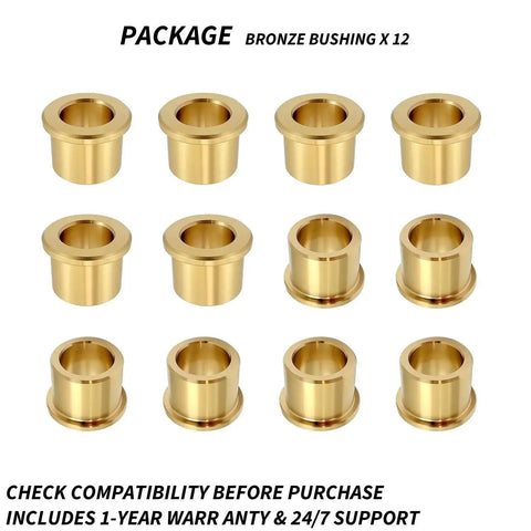 12 Piece Bronze A Arm Control Bushings Kit For Yamaha Banshee 350 Grizzly 125 Warrior 350 Blaster 200 Raptor 660 700 YFZ450
