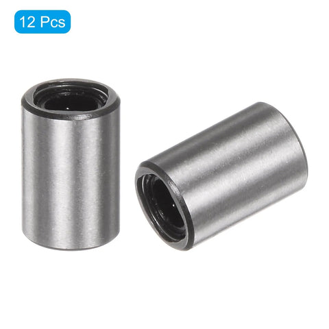 Front view of 12pcs LM4UU Linear Ball Bearings, 4mm Bore Dia, 8mm OD, 12mm Length, for CNC machines and 3D printers, 12-pack showcased