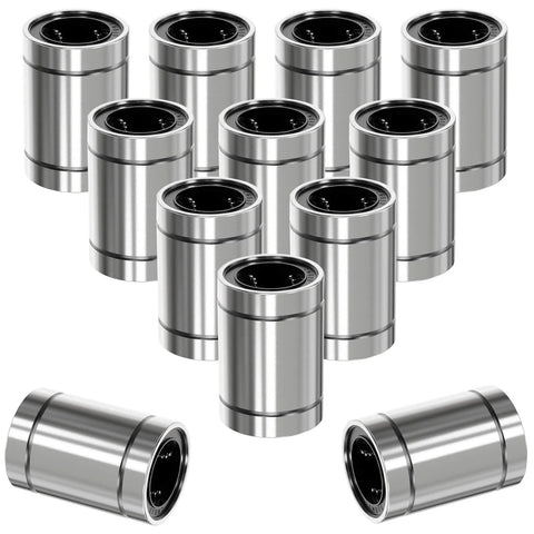 12Pcs LM8UU Linear Ball Bearings: 8mm Bore, 15mm OD, 24mm Length, Double Rubber Seals – Ideal for CNC and 3D Printer Applications