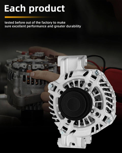 Beefed Up 12V 140Amp Replacement Alternator With 6 Groove Clutch Pulley For Dodge Avenger 2012 2.4L And Dodge Dart 2013 To 2016 2.0L 2.4L Chrysler 200 2012 L4 2.4L OE Compatible front view