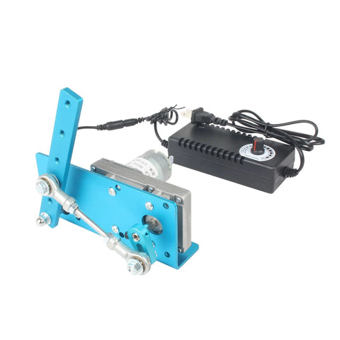CNCTOPBAOS 12V-24V linear actuator with blue aluminum frame and rocker linkage, paired with a black speed controller