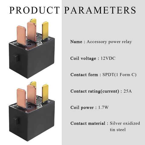 2 Pack Car Relay Kit 12V DC 4 Pin Starter And AC Relay For Driving Lights, Air Conditioning, Fans, Heavy Duty Automotive Relay