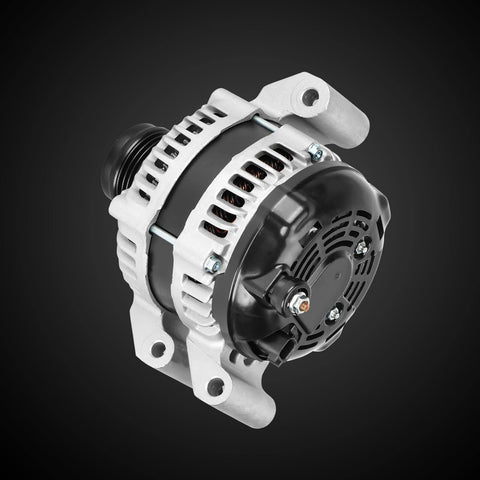 12V 3.6L Alternator Replacement For Jeep Grand Cherokee 2011 2017 And Dodge Durango Charger Challenger 2011 2017 Ram 1500 2016 2017 And Chrysler 300 2011 2017 Easy Install Plug And Play Replaces And0578 40052255 CW Rotation. Front view of alternator on black background.