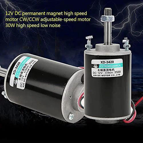 30W CW/CCW High Speed Permanent Micro DC Magnet Motor Low Noise Permanent Magnet DC Motor for DIY Generator(12V 3500rpm)