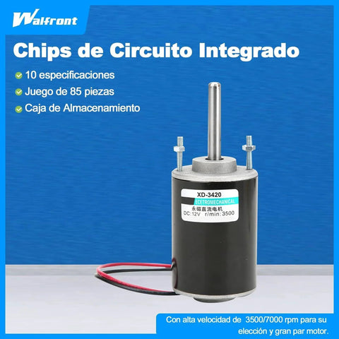 Front view of 30W CW/CCW Permanent Magnet DC Motor Reversible Electric Gear Motor for DIY Generator XD-3420 (12V 3000RPM)