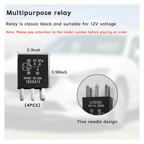 4 Pack 5 Pin 40A Fuel Pump Relay For 12V Auto Use Replacement Power Relay G8V RH 1C7T R DC12 Engine Horn Trunk Solenoid Compatible Standard Car Electrical Component And Accessories with measurements