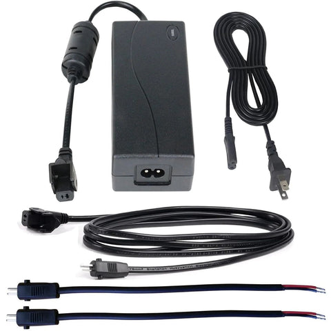 12V 5A power supply adapter for WindyNation linear actuator; black unit with DC output cable, 6.5 ft extension cable and wiring