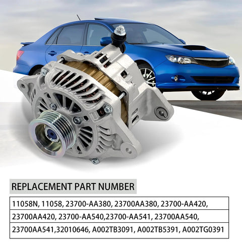 12V 90A Alternator Replacement For Subaru Impreza Forester 2004 2005 2006 2007 2008 2009 2010 With Five Groove Pulley Clockwise Rotation Bolt In Compatible With Saab Nine Two X 2006 High Output Auto Part Ready To Roll