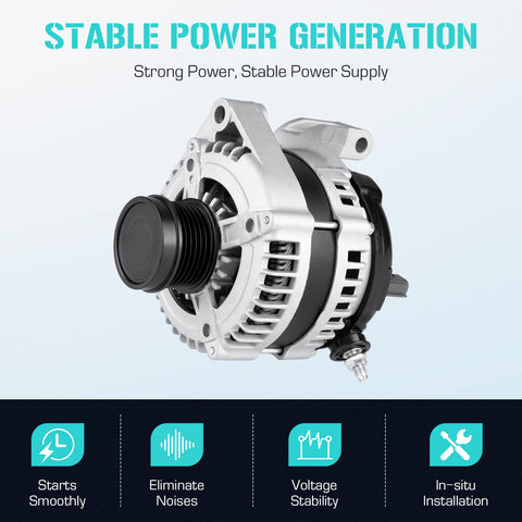 Beefy Alternator Replacement For 3.3L 3.8L Caravan Grand Caravan Town Country Voyager 2001-2007 2001-2004 Fits 421000-0023 421000-0021 13870 Durable Auto Electrical Upgrade with visible aluminum housing