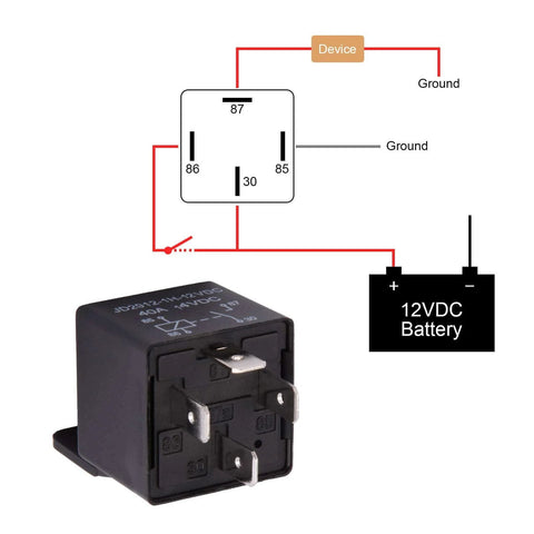 Heavy Duty 12V Car Relay 4 Pin SPST 40 Amp High Current Automotive Relay Pack Of 2 With 12V Coil And 14VDC Rating