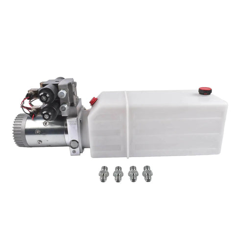 Beefy 12V DC Hydraulic Power Unit With 8 Quart Tank, Double Acting Pump And Double Solenoid Valves, 200 Bar Hydraulic Power Pack