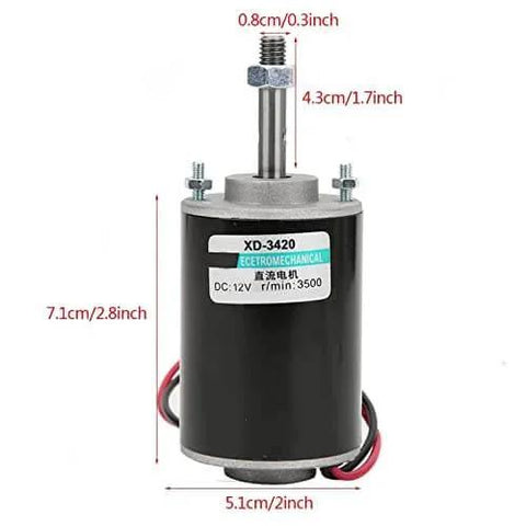 Front view of 30W CW/CCW High Speed Permanent Micro DC Magnet Motor Low Noise Permanent Magnet DC Motor for DIY Generator(12V 3500rpm) with dimensions.
