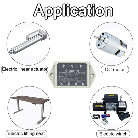 12V DC motor forward/reverse relay module, 10A; manual switch for linear actuators, winches, and lifting seats