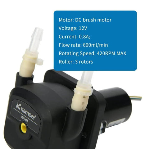 Close-up of KPHM600-12B3B17 600ml/min high flow rate peristaltic pump 12V dc brushless motor adjustable speed liquid dosing pump