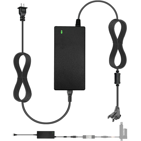UYGALAXY 12V 5A power supply for linear actuator, black rectangular AC/DC adapter with green LED, includes two cables