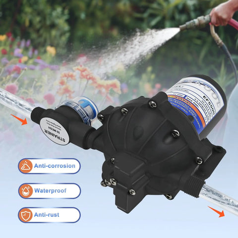 EF5500-BOX 12V Sprayer Pump, Soft Wash Pump, 5.5GPM 60 PSI Diaphragm Pump used for agricultural spraying
