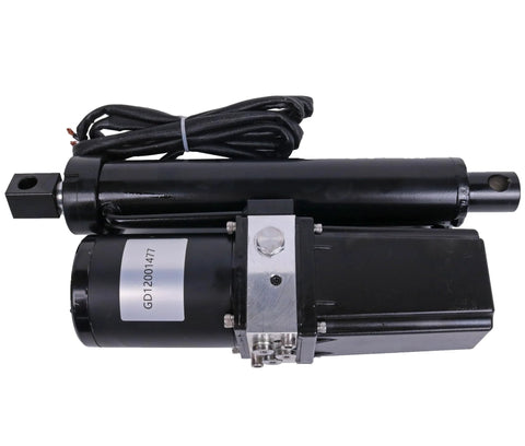 JEENDA DC 12V 8-in hydraulic actuator with black cylinder, mounting bracket, and wiring harness.