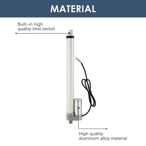 Heavy Duty 12V Electric Linear Actuator With 300mm Stroke And Mounting Bracket, 900N Max Lift, showing aluminum alloy body