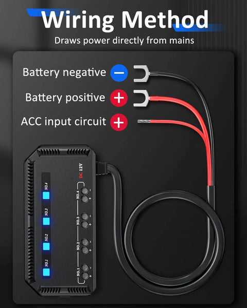 Universal 12V Fuse Block Kit 20A Motorcycle Relay Box With LED Warning Indicator 4-Circuit Power Supply wiring diagram