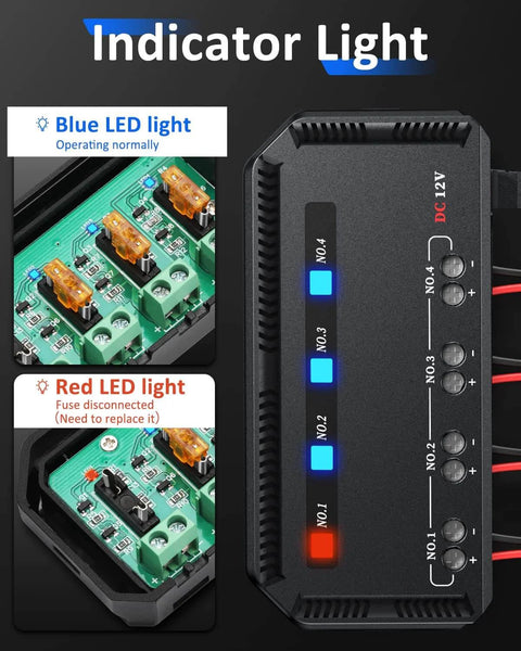 Universal 12V Fuse Block Kit 20A Motorcycle Relay Box With LED Warning Indicator 4-Circuit Power Supply For Bikes And Cars