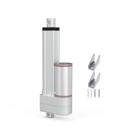 8-inch stroke linear actuator with mounting brackets and screws; 12V heavy-duty, 1000N load, aluminum body