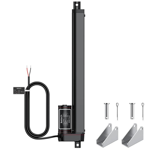 Justech 12V heavy-duty linear actuator (225 LBS / 1000N, 300mm stroke) with mounting brackets and hardware