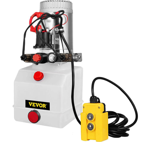 Beefy 12V Hydraulic Pump Power Unit With 3 Quart Reservoir For Dump Trailers And Car Lifting, Double Acting Up And Down, 3200 PSI A Port, 1500 PSI B Port, Plastic Oil Reservoir