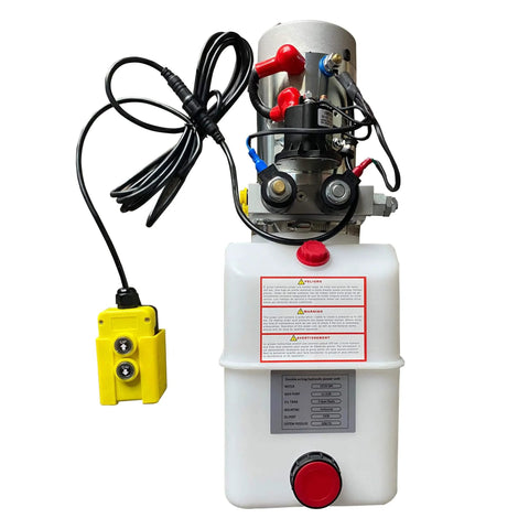Double Acting Hydraulic Pump 5 Quart Hydraulic Power Unit 12V DC Hydraulic Pump with plastic oil reservoir and control cables