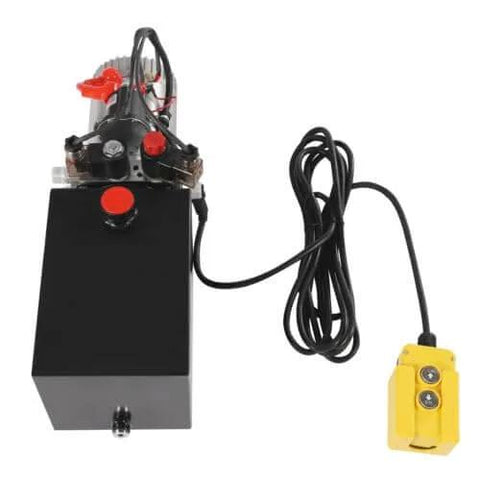 ✝️ 6 Quart Double Acting Hydraulic Pump 12V Hydraulic Power Unit，3KW Powerful Motor, black casing with yellow remote control