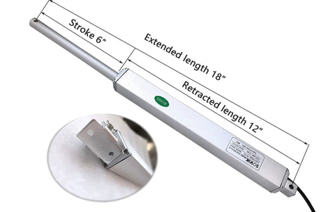 Beefy 6 Inch Stroke Linear Actuator 12V DC With Built In Limit Switch and Mounting Brackets, silver color, by SOViK